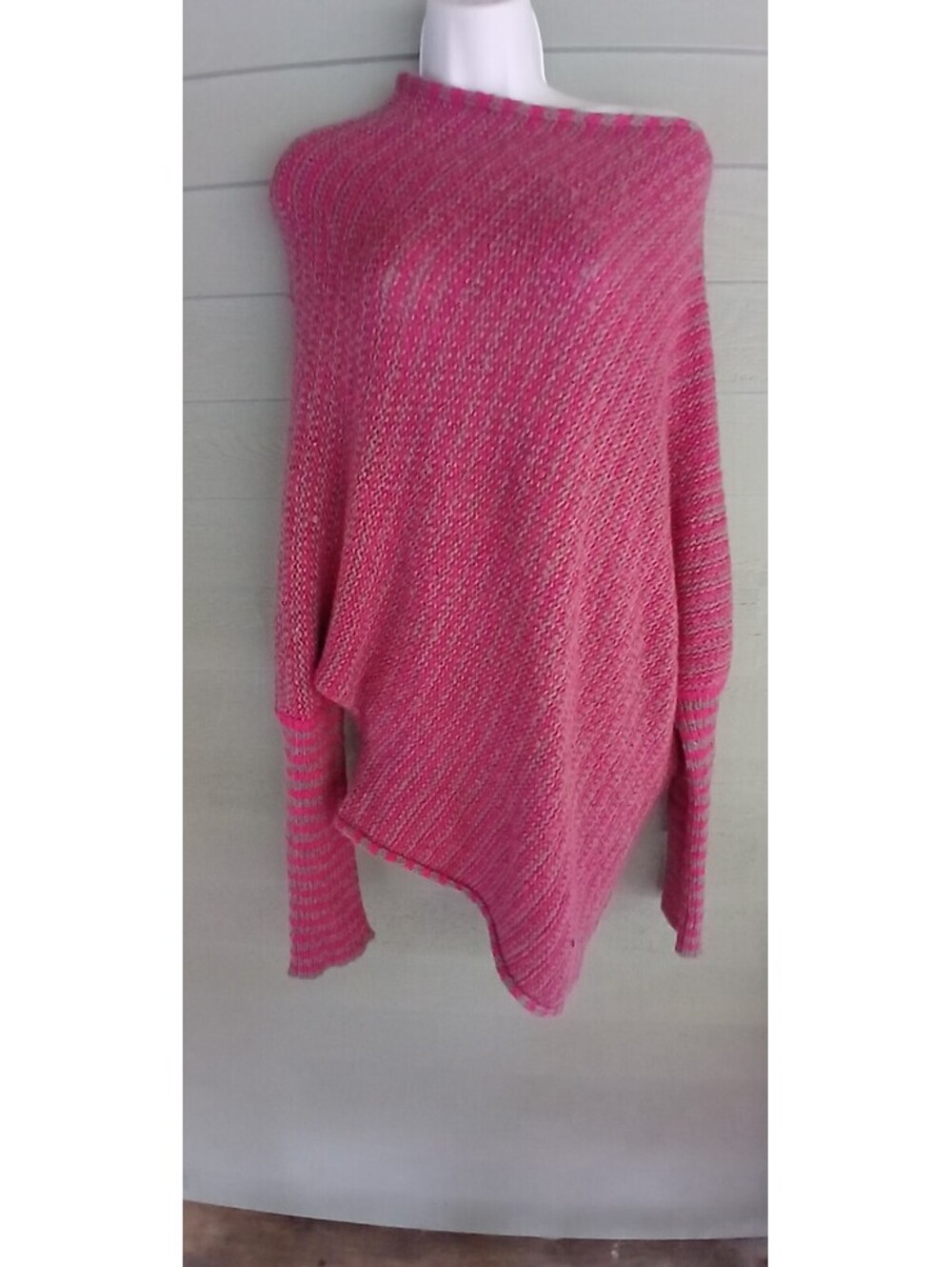 Wooden ships Asymmetric knit poncho sweater  gray/pink size M/L